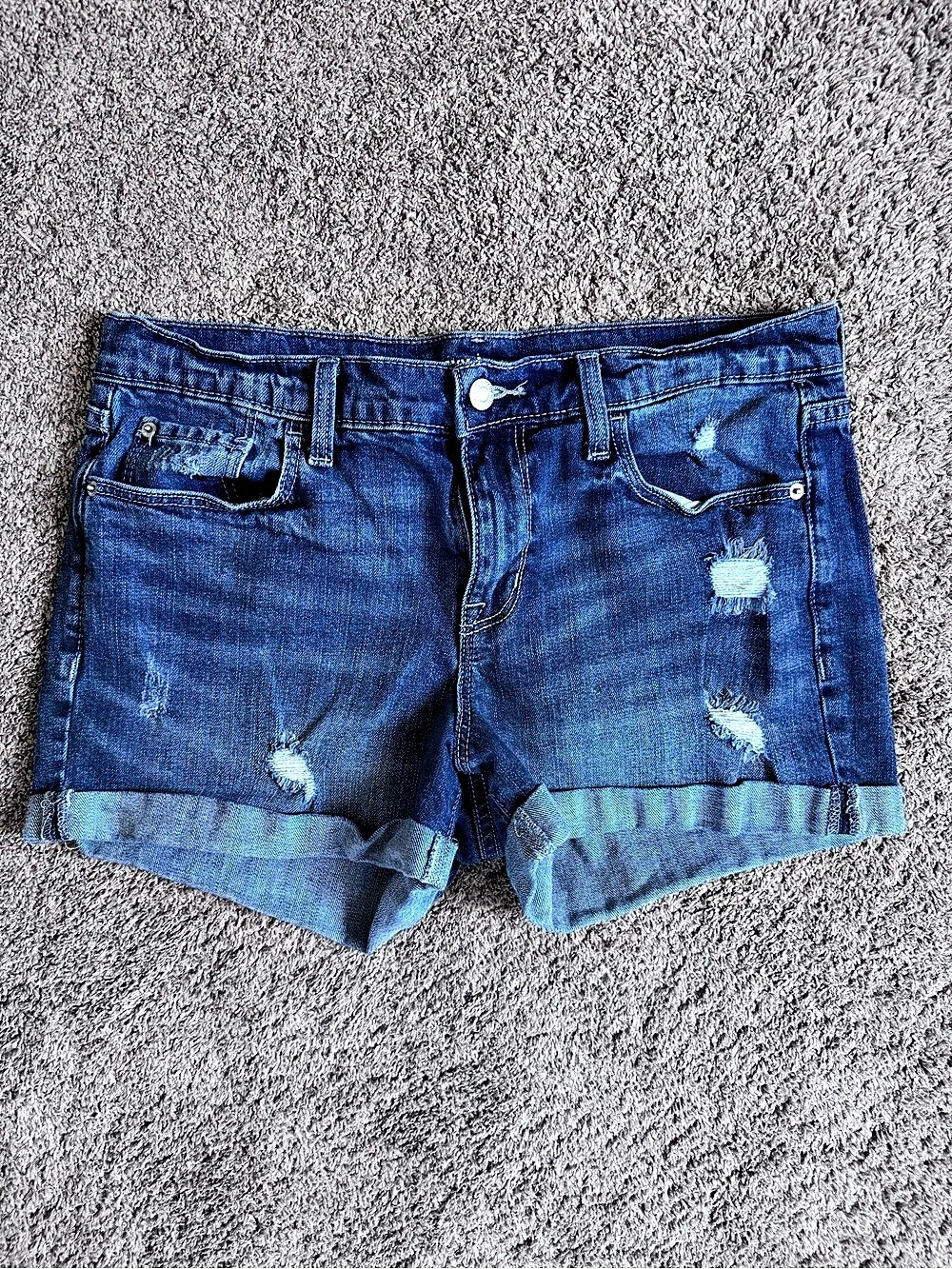 Old Navy Boyfriend Distressed Denim Jean Shorts Blue Size 10